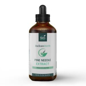 A tincture bottle of pine needle extract by BalkanHerb.