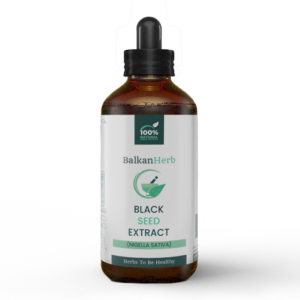 A showcase of a bottle of Black Seed extract by BalkanHerb.